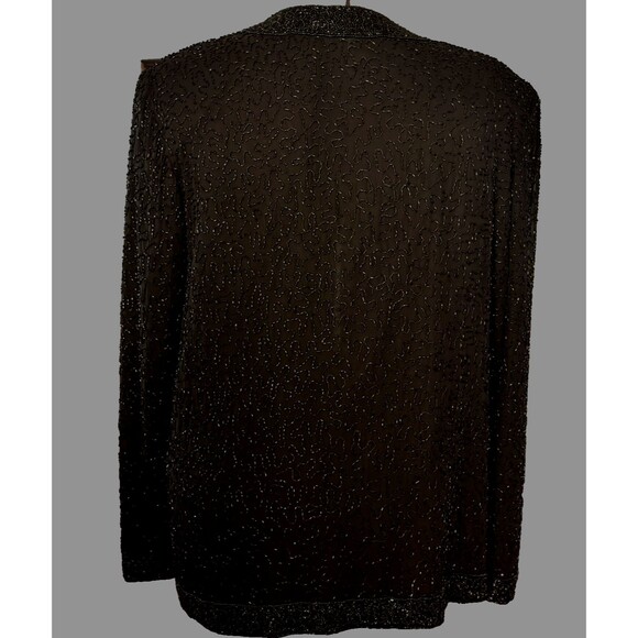 VTG Black Tie Silk Marina  Beaded Sequence Jacket ‎ XL/1X Beautiful! - Picture 10 of 12